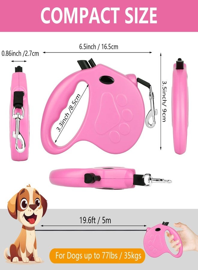 Yanwela Retractable Dog Leash, 16ft Dog Walking Leash for Small Dogs up to 77lbs, Non-Slip Handle - Pink - Image 2