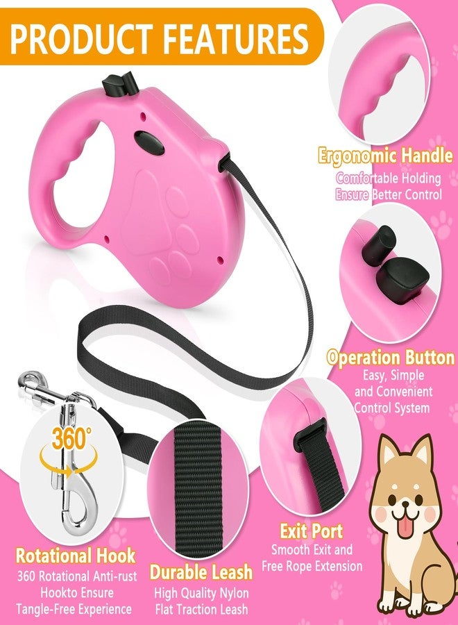 Yanwela Retractable Dog Leash, 16ft Dog Walking Leash for Small Dogs up to 77lbs, Non-Slip Handle - Pink - Image 3