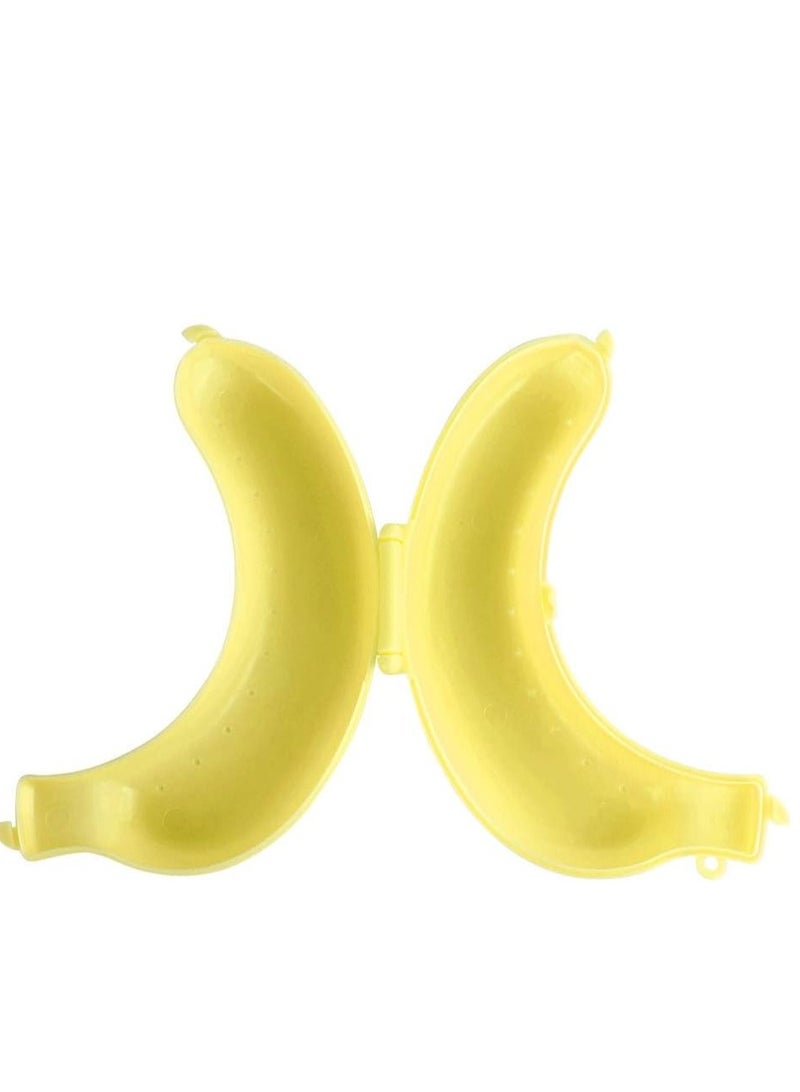 حافظة موز كبيرة للتنقل في الأماكن الخارجية، علبة واقية للفاكهة خالية من البيسفينول أ، حامل موزة محمول، صندوق تخزين لطيف، قطعتين، أصفر (حافظة للموز) - Image 3