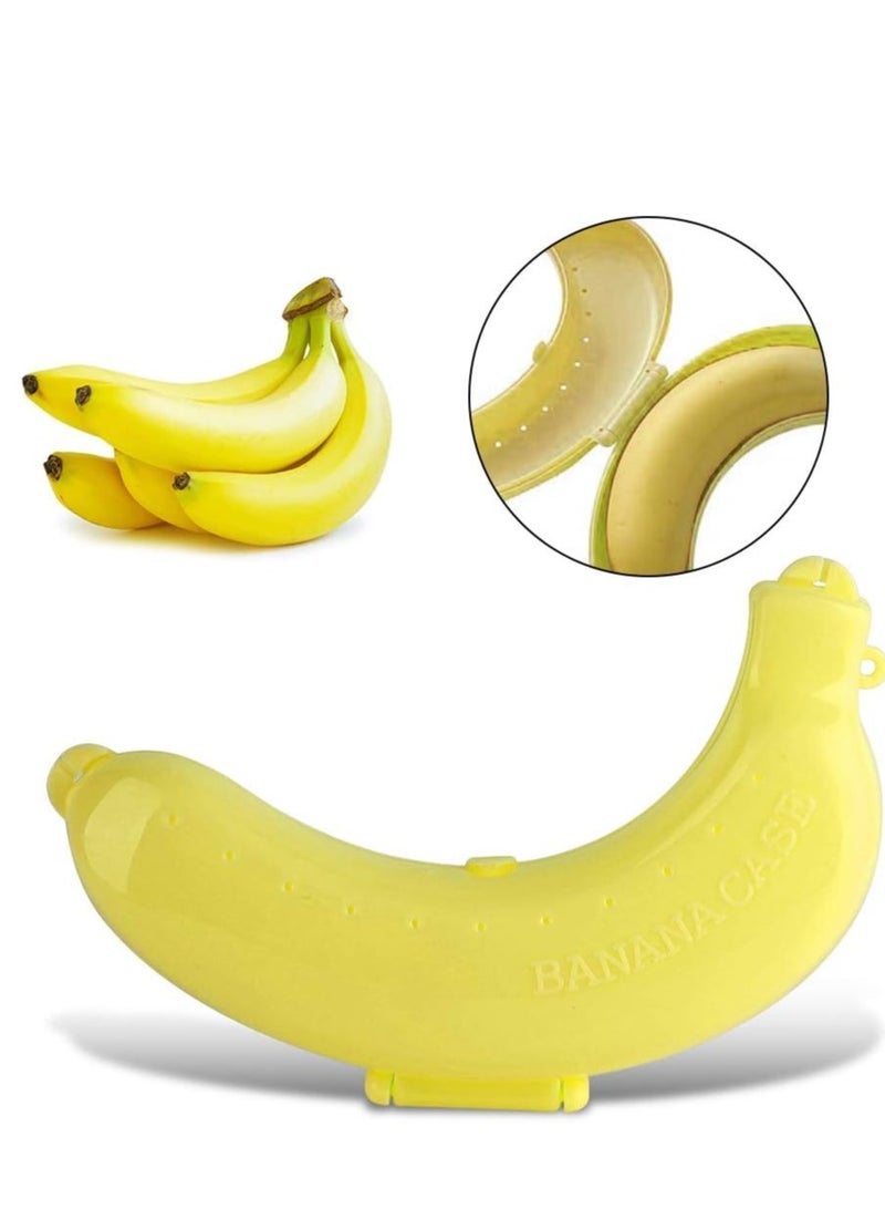 حافظة موز كبيرة للتنقل في الأماكن الخارجية، علبة واقية للفاكهة خالية من البيسفينول أ، حامل موزة محمول، صندوق تخزين لطيف، قطعتين، أصفر (حافظة للموز) - Image 4