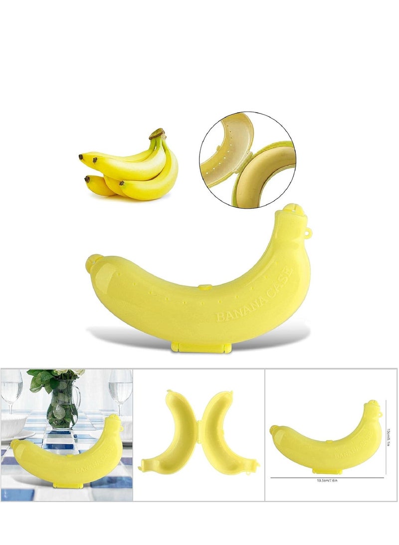 حافظة موز كبيرة للتنقل في الأماكن الخارجية، علبة واقية للفاكهة خالية من البيسفينول أ، حامل موزة محمول، صندوق تخزين لطيف، قطعتين، أصفر (حافظة للموز) - Image 1
