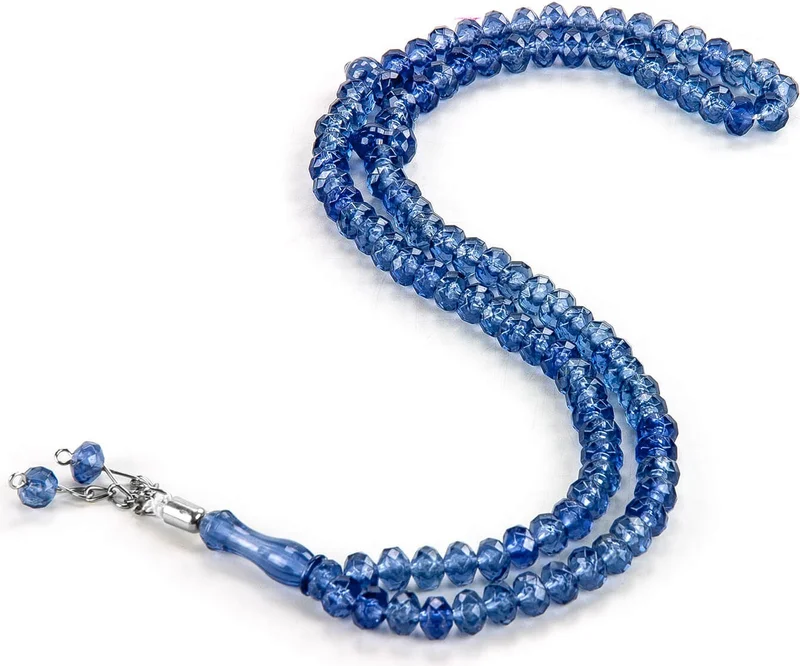 İhvan Ihvan Crystal Look 99's Prayer Beads Mevlid Hajj Umrah Gift 10 Pieces Night Blue