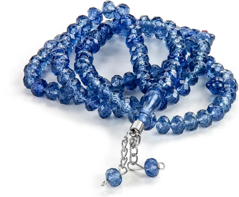 İhvan Ihvan Crystal Look 99's Prayer Beads Mevlid Hajj Umrah Gift 10 Pieces Night Blue