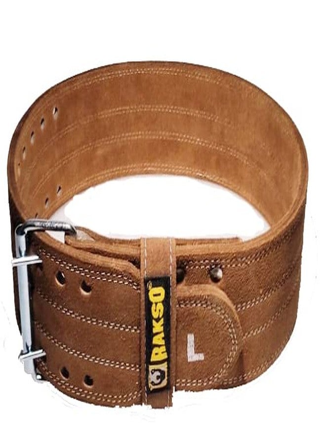 RAKSO Multipurpose SIZE-L Weight Lifting Belt for Back Support Comfortable & Durable for Weightlifting, Gym, Workout - 100% LEATHER (4 Inch Wide) for Men and Women