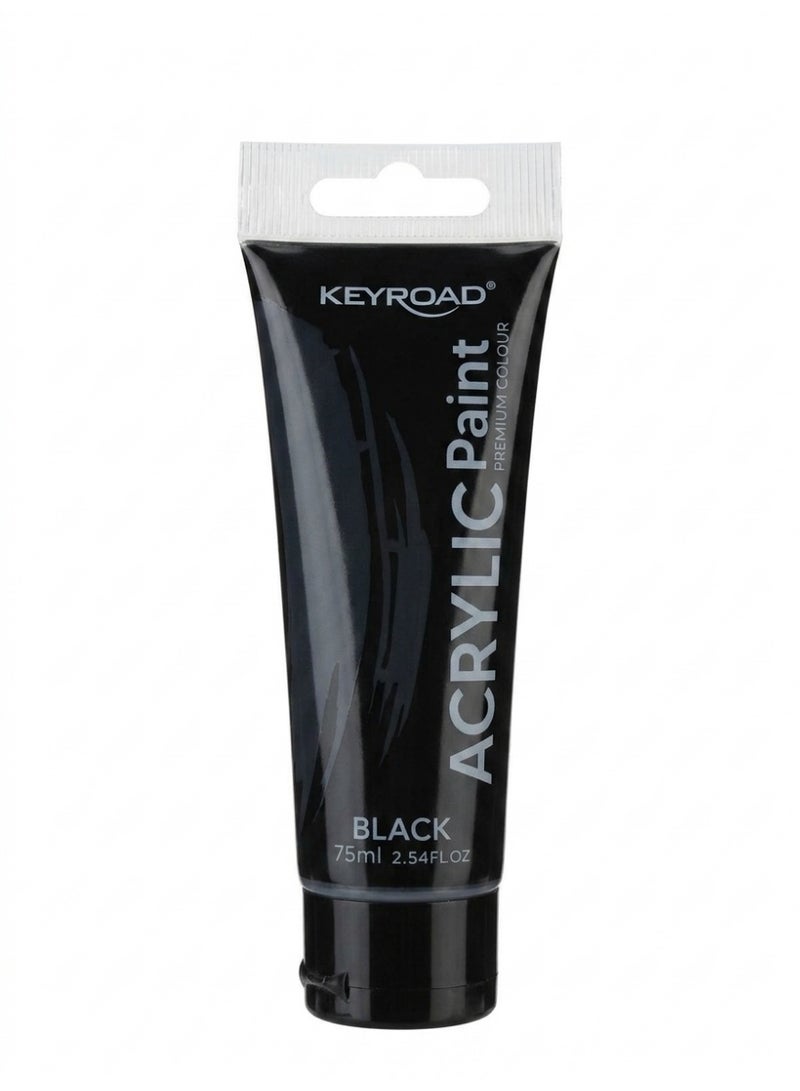 Keyroad Acrylic Paint Tube, Black, 75ml