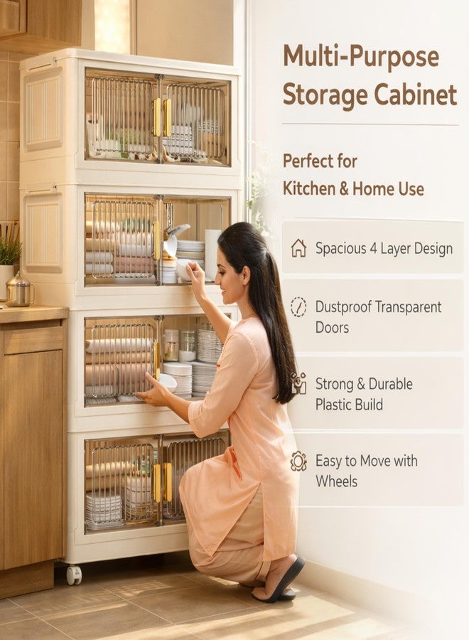 REXERA 𝟒 𝐋𝐀𝐘𝐄𝐑 Plastic Wardrobe for Clothes > Versatile Plastic Cupboard for Storage Organizer & Organisers Storage Box for Ideal for Neat and Tidy Storage Solutions Almirah for Clothes - White - Image 4