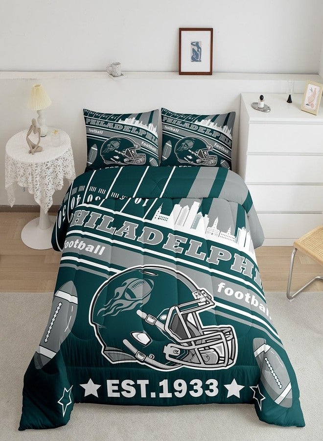 Feelyou Football Bedding Set Twin Size Boys Girls Rugby Sports Comforter Set Women Men Football City Duvet Quilt Bedroom Decor - Image 2