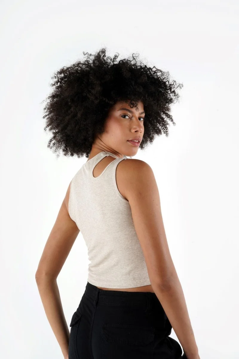 Alexander Gardi Crop Tank Top with Neck Detail (B24-0091)