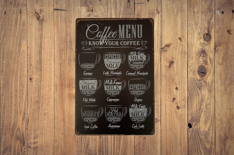 ERLOOD Coffee Menu Know Your Coffee Tin Sign Wall Retro Metal Bar Pub Poster Metal 12 X 8 - Image 5