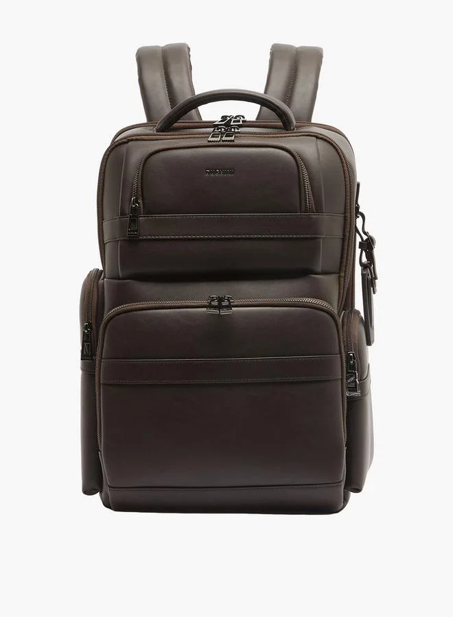 دوتشيني Solid Backpack With Adjustable Straps And Zip Closure - 31X43X17 Cm