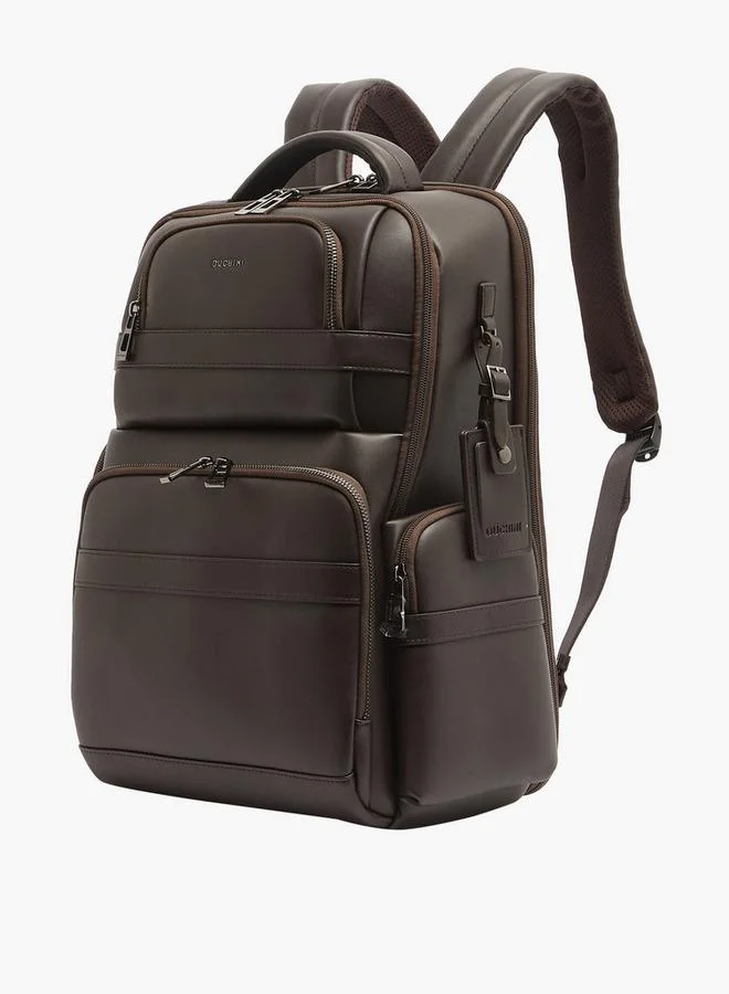 دوتشيني Solid Backpack With Adjustable Straps And Zip Closure - 31X43X17 Cm