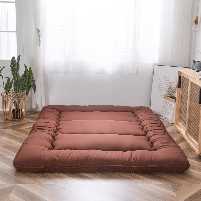 MAXYOYO MAXYOYO Japanese Floor Mattress Futon Mattress Thicken Tatami Mat Sleeping Pad Foldable Roll Up Mattress Boys Girls Dormitory Mattress Pad Floor Lounger Bed Couches and Sofas Coffee Full 