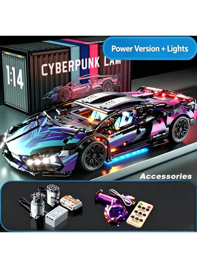 Lamborghini Cyberpunk Model Car Building Set with Lights, 800 Pieces - Image 1