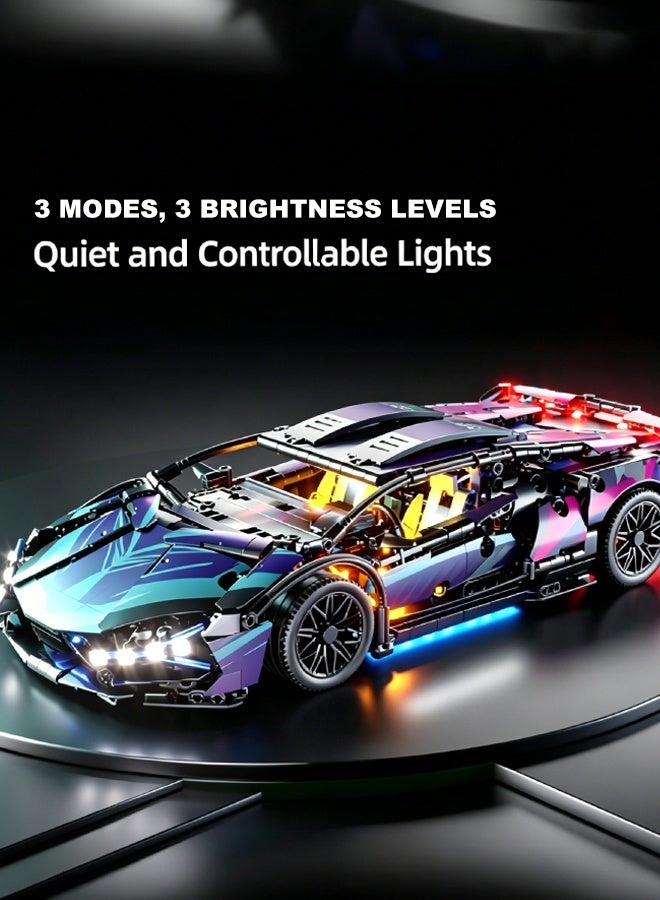 Lamborghini Cyberpunk Model Car Building Set with Lights, 800 Pieces - Image 4