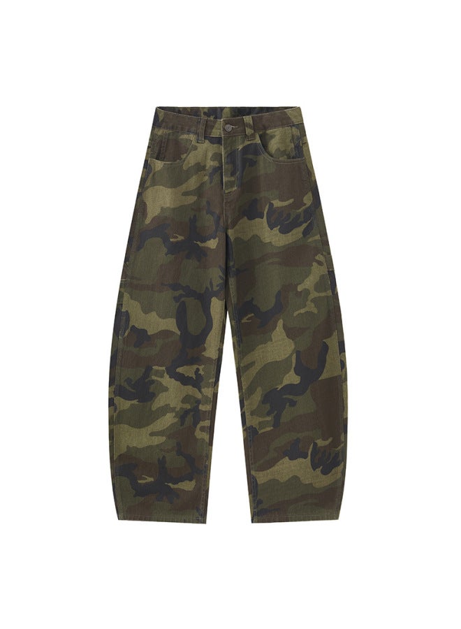 Men's Wear American Curved Knife Style Patchwork Cargo Pants Unisex Vibe Versatile Floor-length Wide-leg Pants