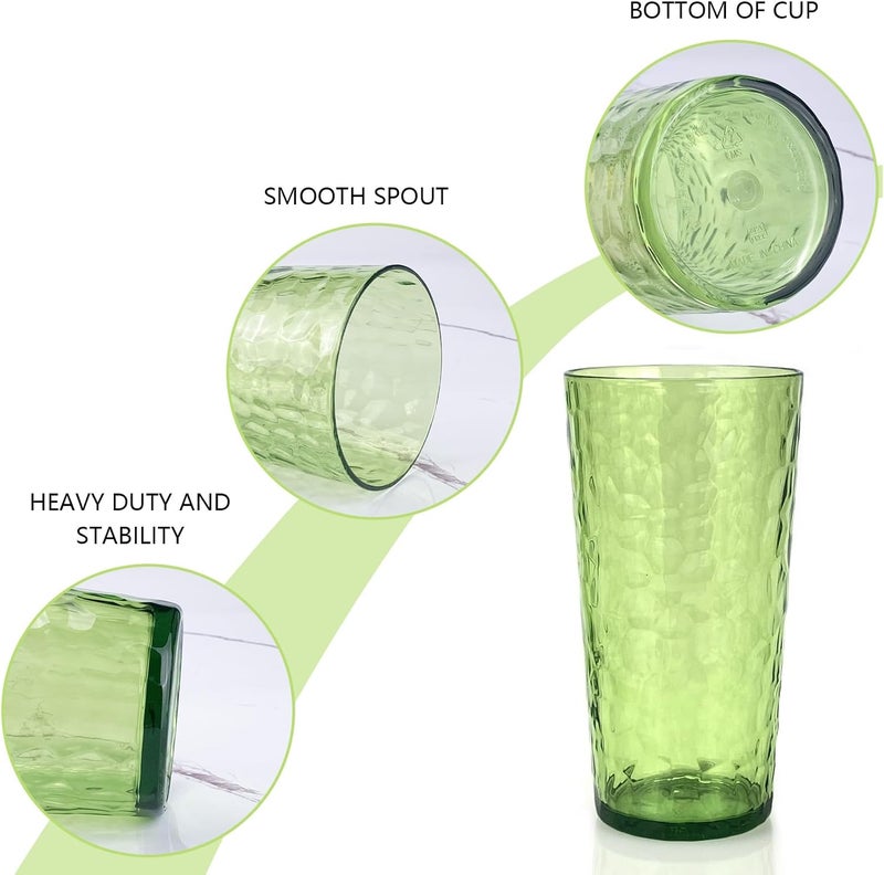 Yalin 24-Ounce Plastic Tumbler Acrylic Drinking Glasses, Reusable Plastic Cups, Stackable, BPA-Free, Shatter Proof, Dishwasher Safe, Set of 8 (Green) - Image 3