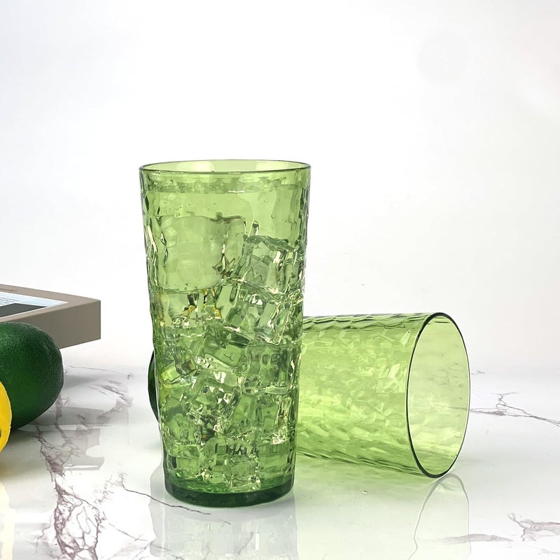 Yalin 24-Ounce Plastic Tumbler Acrylic Drinking Glasses, Reusable Plastic Cups, Stackable, BPA-Free, Shatter Proof, Dishwasher Safe, Set of 8 (Green) - Image 2