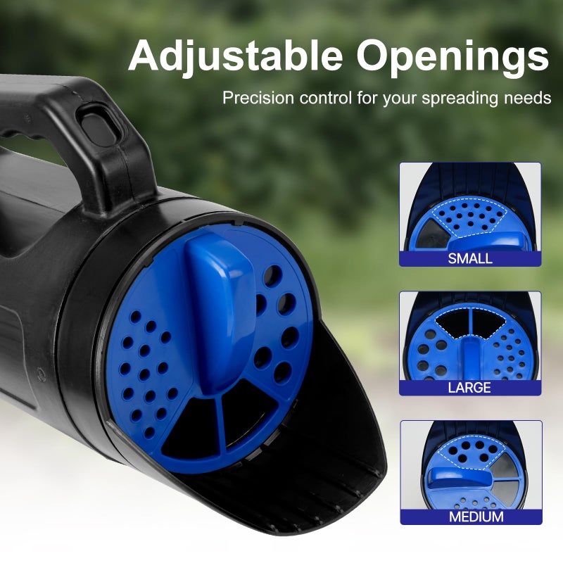 PERSZEN Handheld Spreader for Fertilizer, Grass Seed and Ice Melt, Multi-Use Seed Spreaders for Lawns with Adjustable Openings, 84 Oz Capacity Lawn Spreader for Yards and Garden Care - Image 3