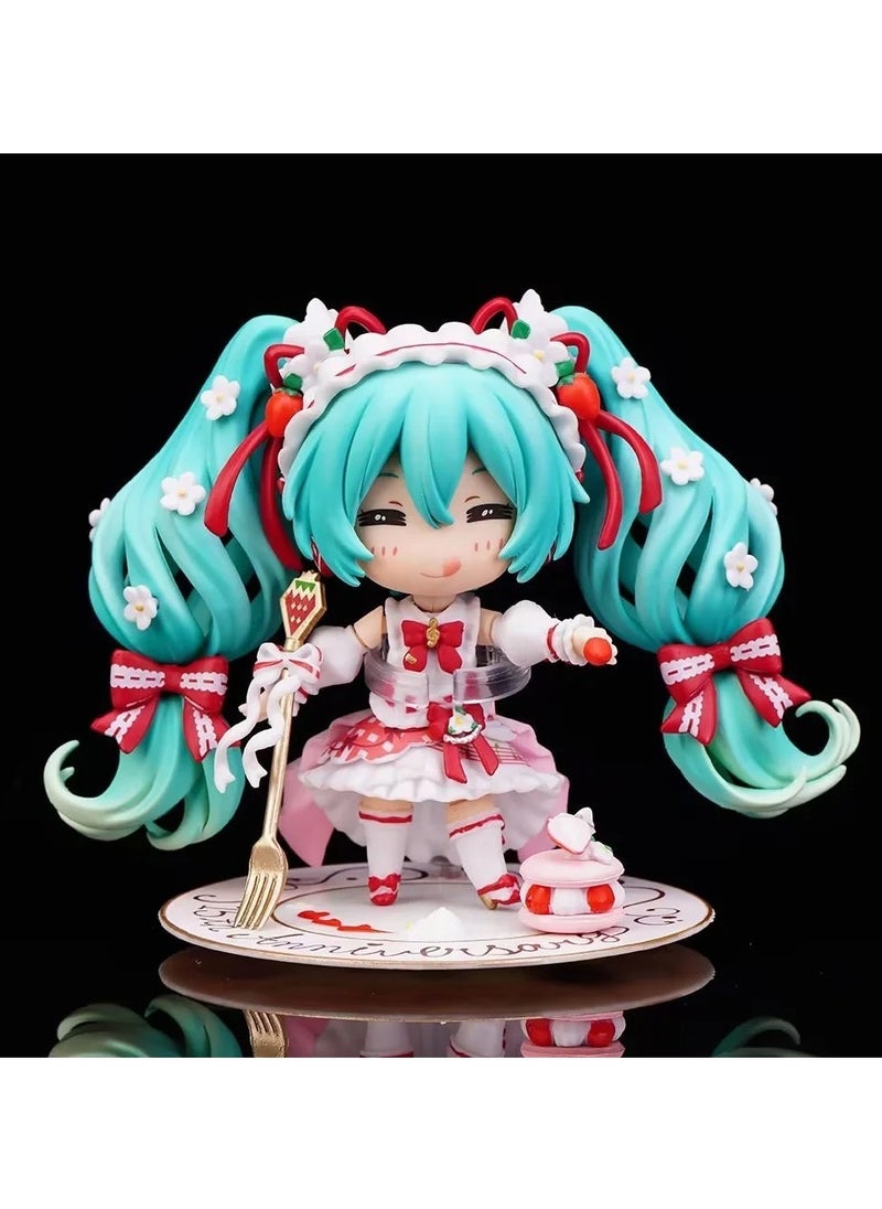 general Hatsune Miku doll model desktop ornament strawberry cake Hatsune 1939 swappable face model toy decoration collection gifts - Image 2