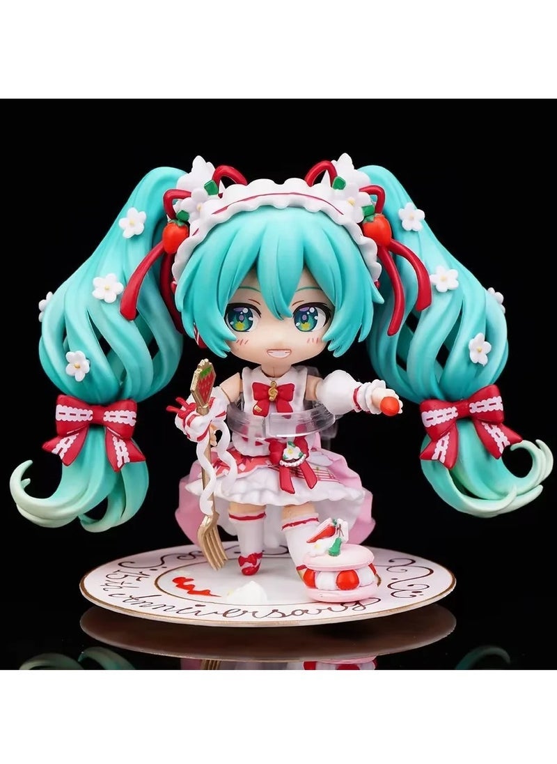 general Hatsune Miku doll model desktop ornament strawberry cake Hatsune 1939 swappable face model toy decoration collection gifts - Image 3