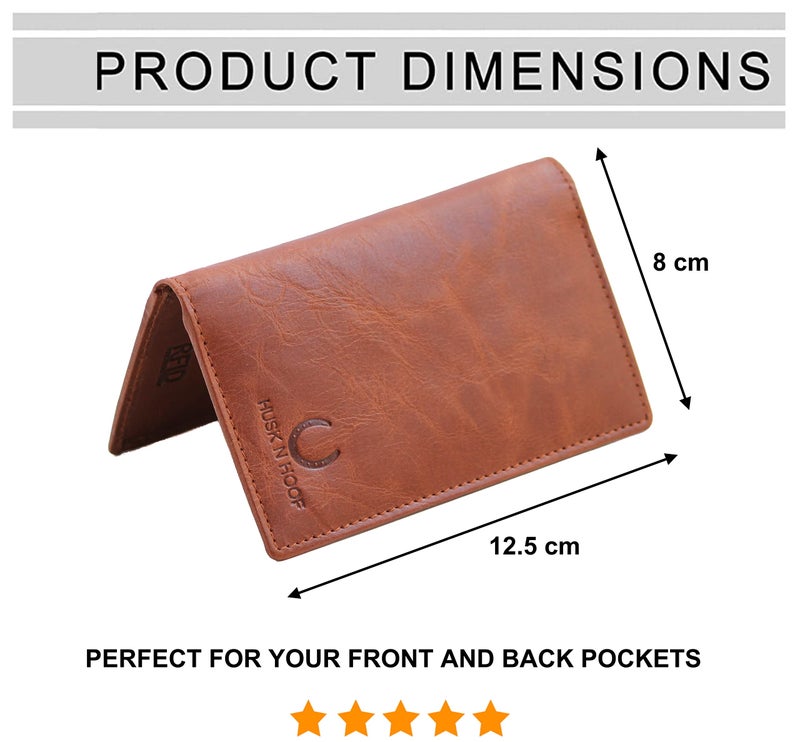 Husk N Hoof RFID Protected Leather Credit Card Holder Wallet for Man Women | Card Holder for Men Woman | Brown - Image 5