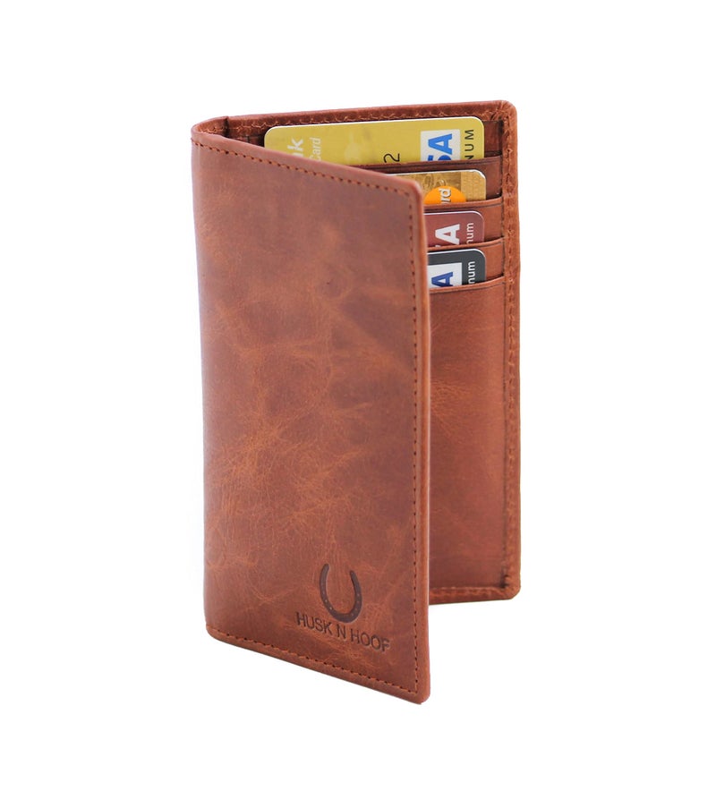 Husk N Hoof RFID Protected Leather Credit Card Holder Wallet for Man Women | Card Holder for Men Woman | Brown - Image 1