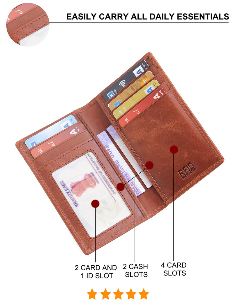 Husk N Hoof RFID Protected Leather Credit Card Holder Wallet for Man Women | Card Holder for Men Woman | Brown - Image 2