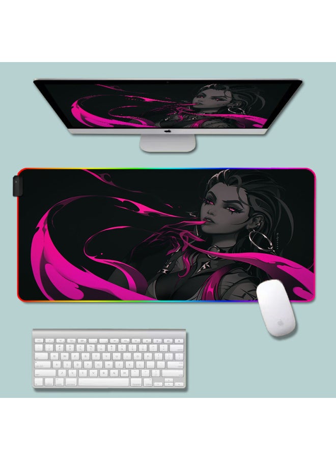 Generic - Oversized Anime Fearless Contract Mouse Pad Viper Valorant Luminous Game E-Sports Keyboard Pad Office Desk Mat-Color:400*900*3mm-Pattern:Fearless Contract (9) Glows - Image 1