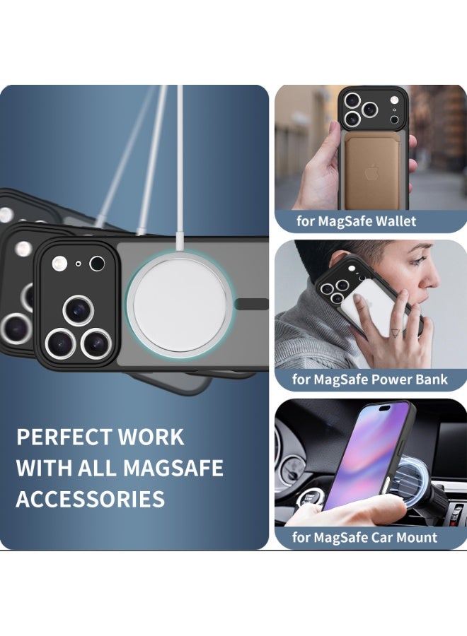 Magnetic Case for iPhone 17 Pro Max 6.9 Inch, MagSafe Compatible, Full Camera Protection, Translucent Matte Ultra-Thin Shockproof Case, Black - Image 5