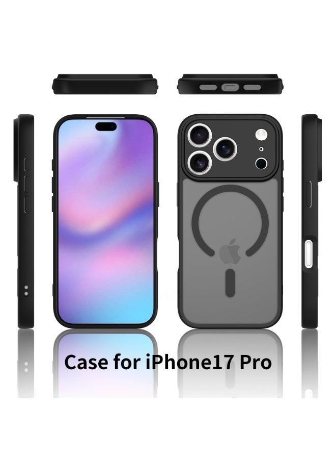 Magnetic Case for iPhone 17 Pro Max 6.9 Inch, MagSafe Compatible, Full Camera Protection, Translucent Matte Ultra-Thin Shockproof Case, Black - Image 2