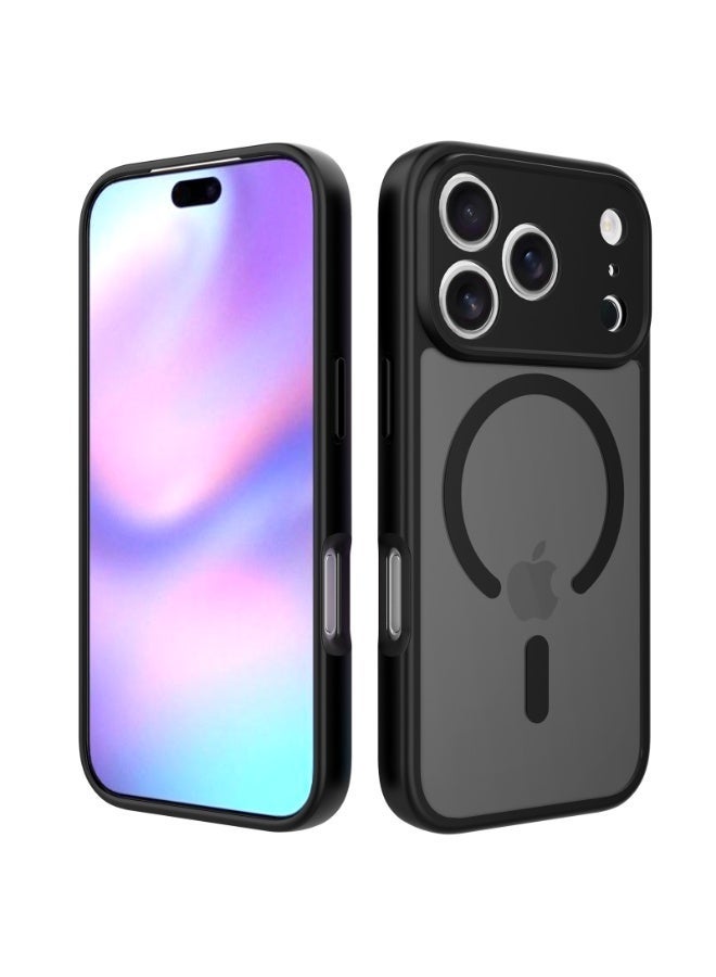 جراب مغناطيسي لهاتف iPhone 17 Pro Max مقاس 6.9 بوصة، متوافق مع MagSafe، حماية كاملة للكاميرا، جراب شفاف غير لامع فائق النحافة مقاوم للصدمات، أسود - Image 1