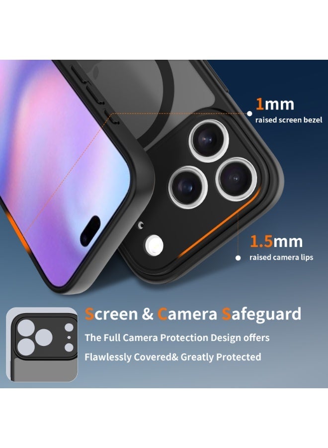 جراب مغناطيسي لهاتف iPhone 17 Pro Max مقاس 6.9 بوصة، متوافق مع MagSafe، حماية كاملة للكاميرا، جراب شفاف غير لامع فائق النحافة مقاوم للصدمات، أسود - Image 3