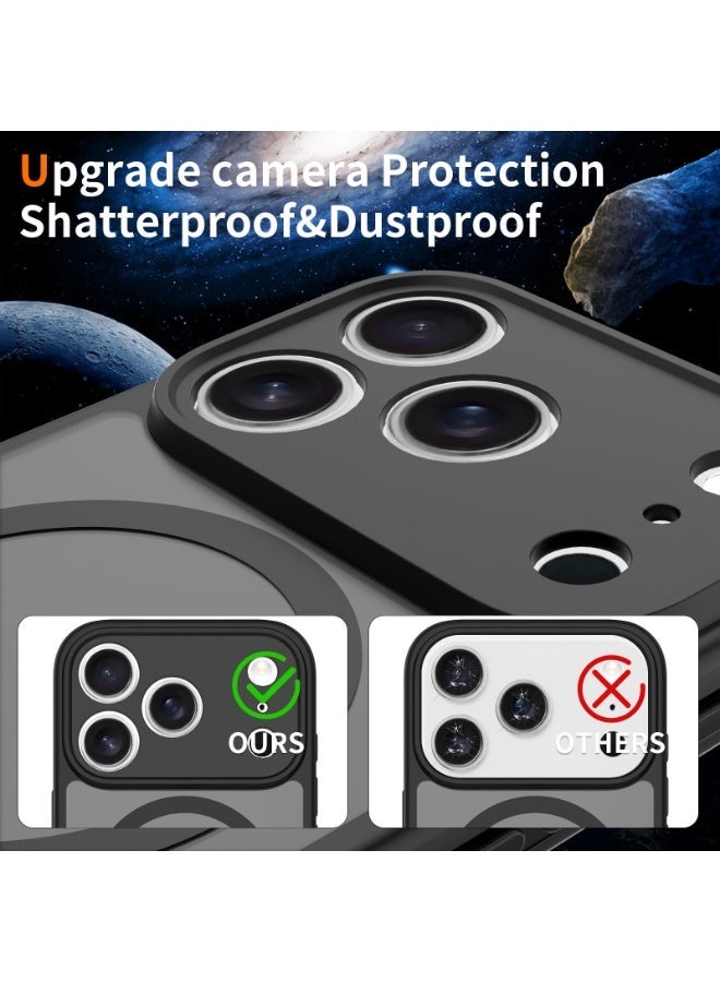 جراب مغناطيسي لهاتف iPhone 17 Pro Max مقاس 6.9 بوصة، متوافق مع MagSafe، حماية كاملة للكاميرا، جراب شفاف غير لامع فائق النحافة مقاوم للصدمات، أسود - Image 5