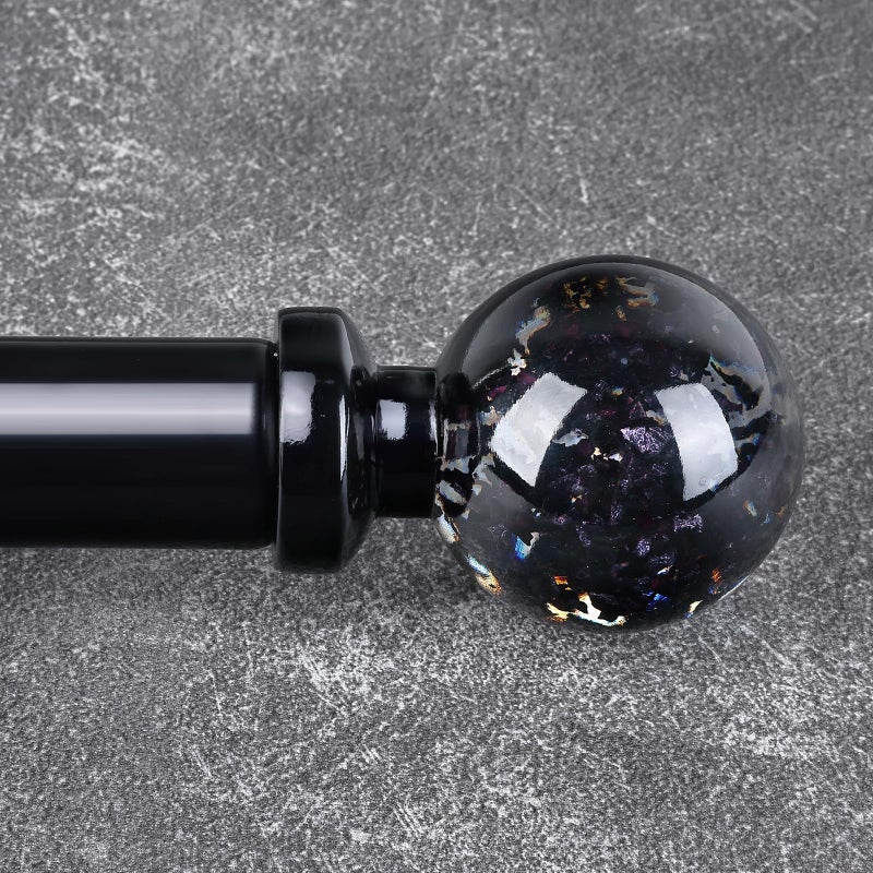 JRZOO Black Curtain Rods for Windows 48 to 84 Inch, 1'' Heavy Duty Adjustable Drapery Rod with Unique Crystal Ball Finials, Modern Decorative Curtain Rod,Size; 30-88'' - Image 1