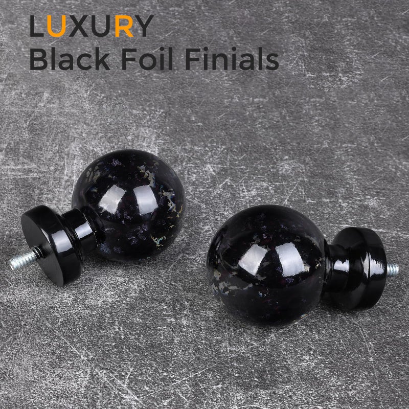 JRZOO Black Curtain Rods for Windows 48 to 84 Inch, 1'' Heavy Duty Adjustable Drapery Rod with Unique Crystal Ball Finials, Modern Decorative Curtain Rod,Size; 30-88'' - Image 2