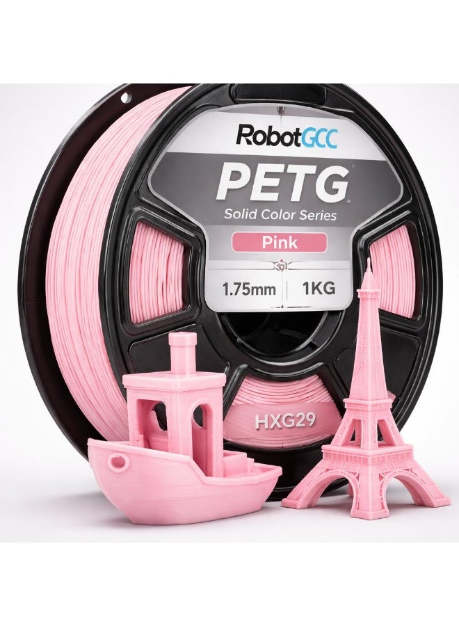 robotgcc PETG Pink 3D Printing Material 1.75mm 1KG Soft Elegant Color High Strength Durable Smooth Extrusion Low Warping Strong Layer Adhesion Chemical Resistance Easy Print for FDM 3D Printer Prototyping Engineering Models Creative Design Decorative Parts - Image 1