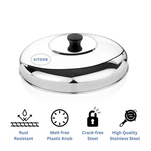 Kitdor Glossy Steel Lid for tawa | Melt-Free with a Good Grip for Dosa lid also for Kadai and Other Utensils | Round, Rust Resistant Steel (Dome Lid, Regular) - Image 3