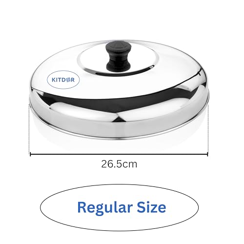 Kitdor Glossy Steel Lid for tawa | Melt-Free with a Good Grip for Dosa lid also for Kadai and Other Utensils | Round, Rust Resistant Steel (Dome Lid, Regular) - Image 2