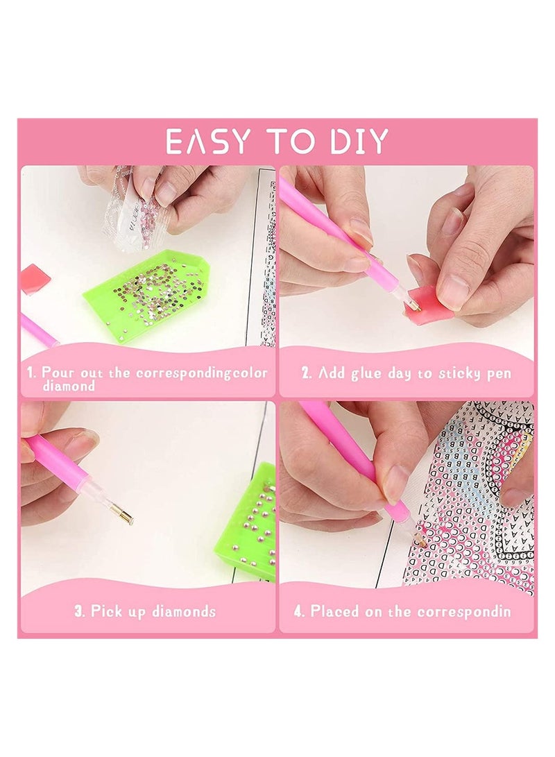 طقم الرسم بالألماس 5D للأطفال والمبتدئين مجموعة حرفة الماس DIY مناسبة لتزيين الحائط في المنزل أو المكتب لطيفة وممتعة - Image 3