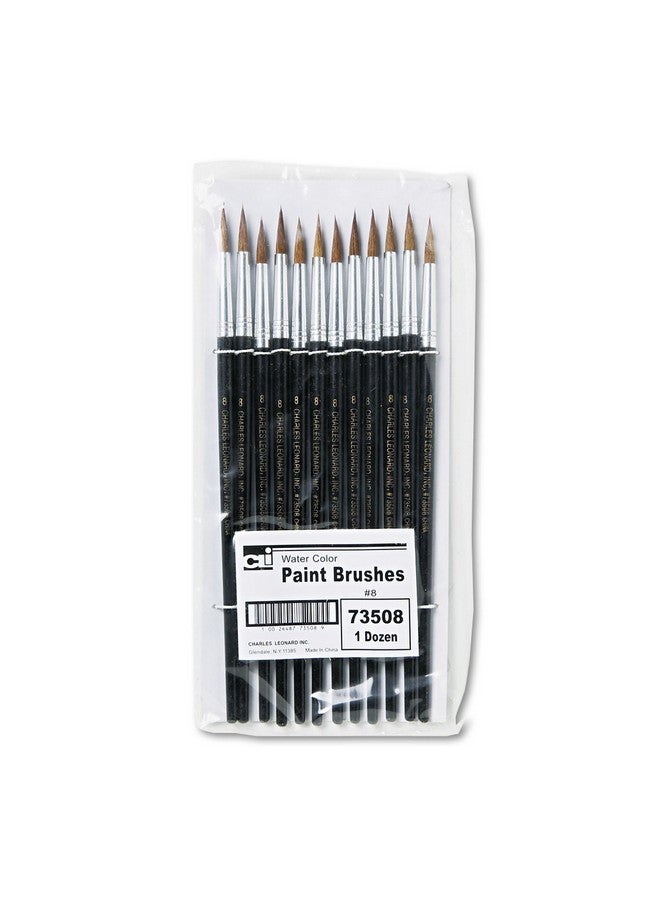 تشارلز ليونارد فرشاة ألوان مائية تشارلز ليونارد برأس مدبب دائري، رقم 8، 0.81 بوصة، مصنوعة من شعر الجمل، بمقبض أسود، عبوة من 12 قطعة (73508)