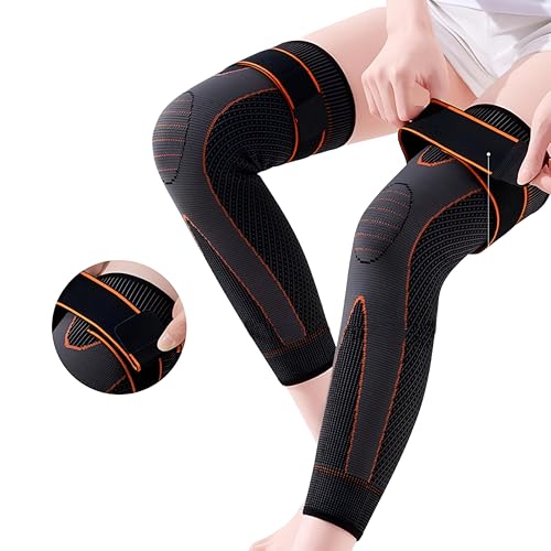 Xfinity Fitness Compression Long Knee and calf Sleeve support for men and women Knee Support (Black&Orange) - Image 1
