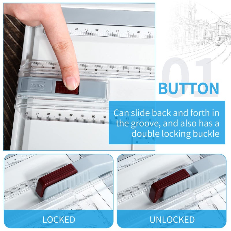 Zonon A3 Portable Drawing Board, Multi-Function Metric Drafting Table Drafting Board with Clear Rule Parallel Motion and Angle Adjustable Measuring System(A3) - Image 4