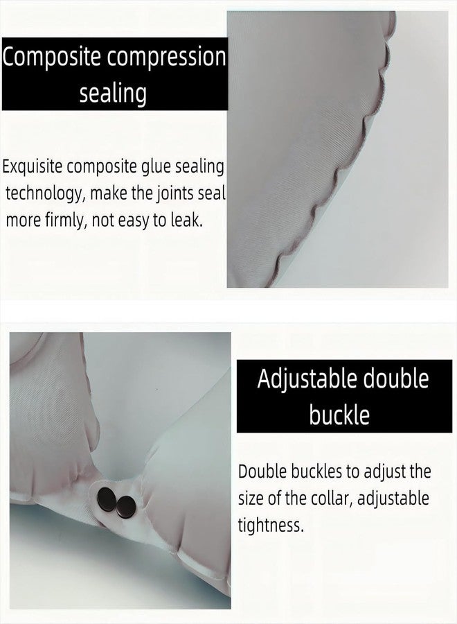 TONSYL Inflatable Travel Pillow for Neck Support - Push-Button Built-in Pump Neck Rest - Soft Flocked U-Shaped Air Cushion for Airplane, Car, Office - Portable, Compact & Adjustable Travel Gear - Image 5