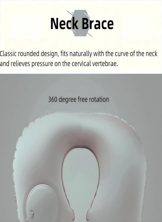 TONSYL Inflatable Travel Pillow for Neck Support - Push-Button Built-in Pump Neck Rest - Soft Flocked U-Shaped Air Cushion for Airplane, Car, Office - Portable, Compact & Adjustable Travel Gear - Image 4