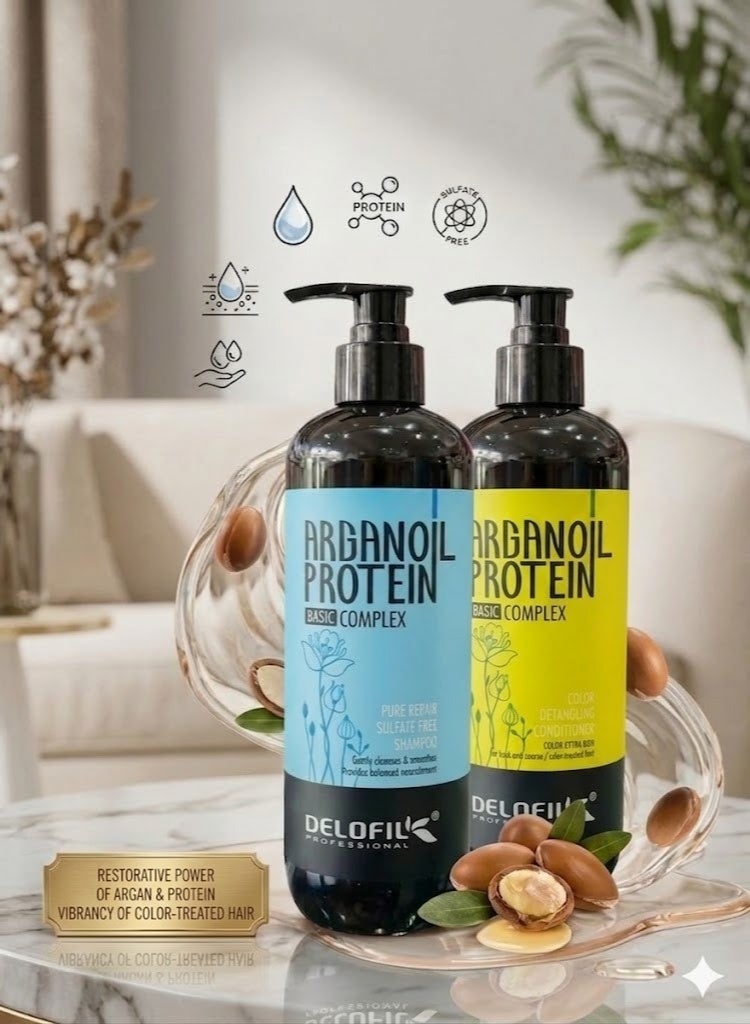 DELOFIL Argan Protein Hair Care Kit Shampoo 500ml and Conditioner 500ml to repair and nourish hair - Image 2