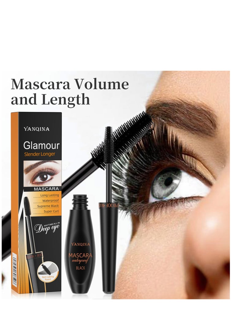 SYOSI - 4D Silk Fiber Lash Mascara Liquid Lash Extensions Volumizing and Lengthening False Eyelashes Effect Mascara Black Volume and Length Natural for up to 10x More Volume Waterproof & Smudge-Proof 24H Wear - Image 1