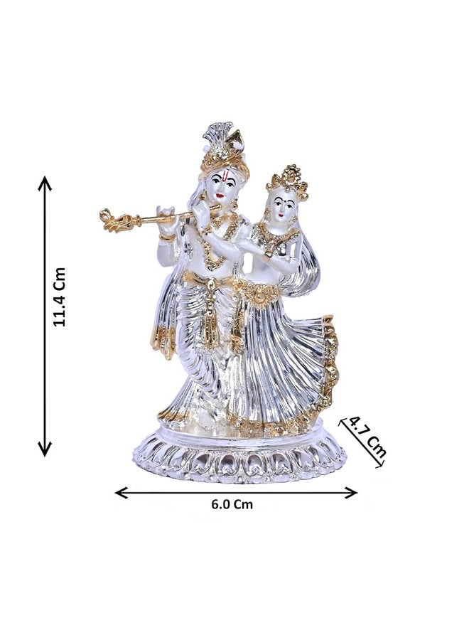 DIVINITI 999 Silver Plated Radha Krishna Idol for Home Decor Sculpture of Radha Krishna Statue| Idol for Home, Office, Temple and Table Decoration| Religious Idol for Pooja, Gift (4.7x6 CM) - Image 3