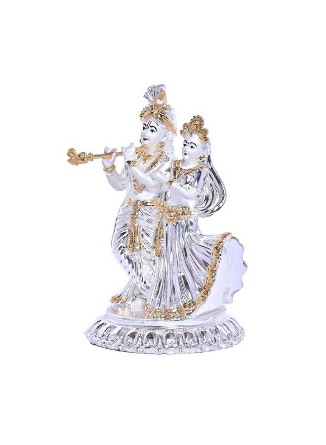 DIVINITI 999 Silver Plated Radha Krishna Idol for Home Decor Sculpture of Radha Krishna Statue| Idol for Home, Office, Temple and Table Decoration| Religious Idol for Pooja, Gift (4.7x6 CM) - Image 5
