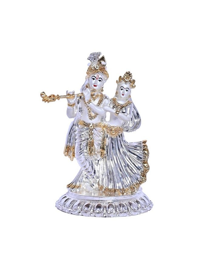 DIVINITI 999 Silver Plated Radha Krishna Idol for Home Decor Sculpture of Radha Krishna Statue| Idol for Home, Office, Temple and Table Decoration| Religious Idol for Pooja, Gift (4.7x6 CM) - Image 1