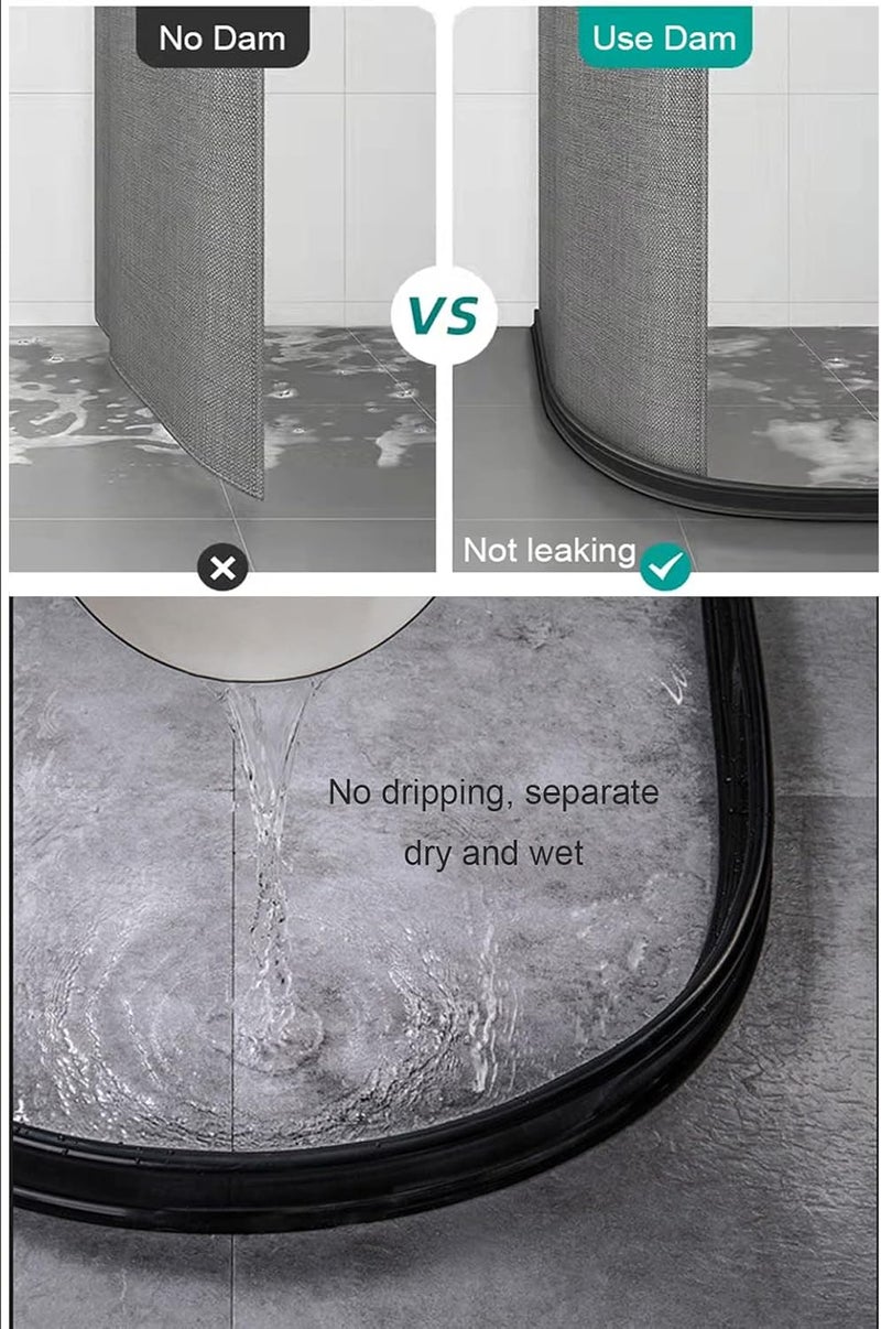 Ynotus 59Inch Collapsible Shower Threshold Water Dam 2" High Shower Barrier Water Stopper 2" Tall Shower Water Guard To Keep Water In Shower Dry And Wet Separation Bathroom Wheelchair Accessible Black - Image 3